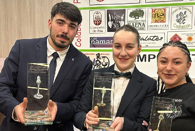 Ganadores del X Campeonato Internacional de cata de cafés. Melisa de Courña, Gonzalo de Santiago e Carmen de Foz